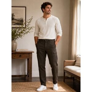 PT Torino Graven Fit Cargo Trousers Brown Textured Italian Mens Size 52 NWT